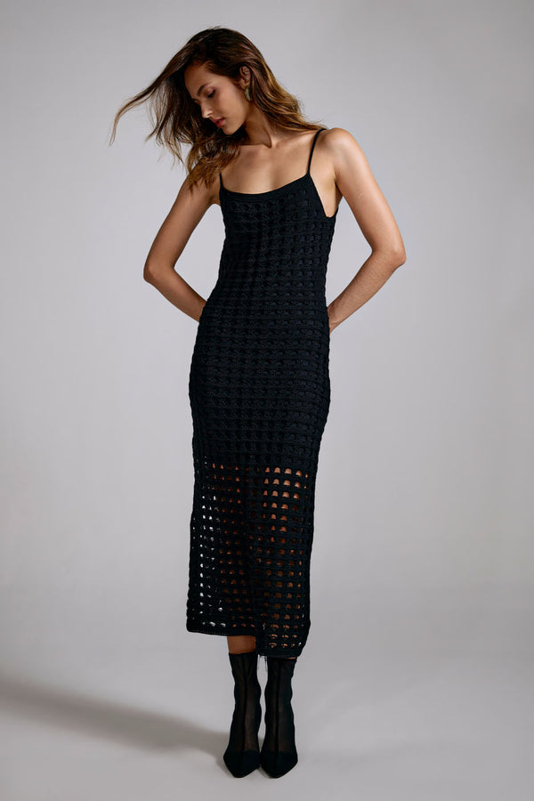 Vestido Tricot Midi Camila Preto