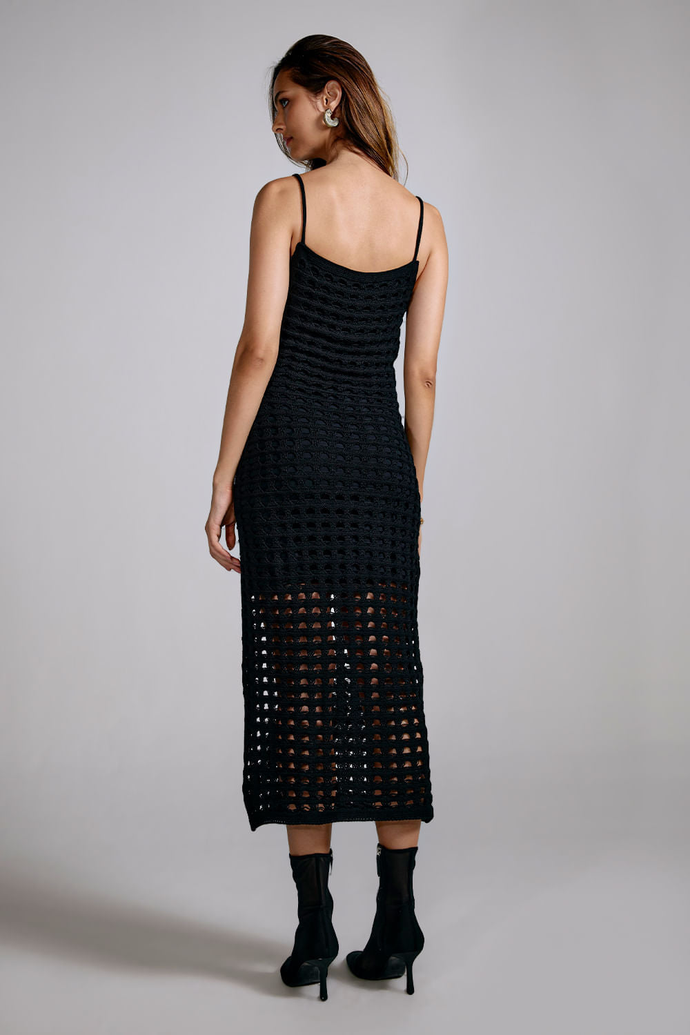 Vestido Tricot Midi Camila Preto