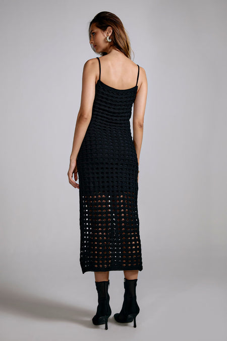 Vestido Tricot Midi Camila Preto