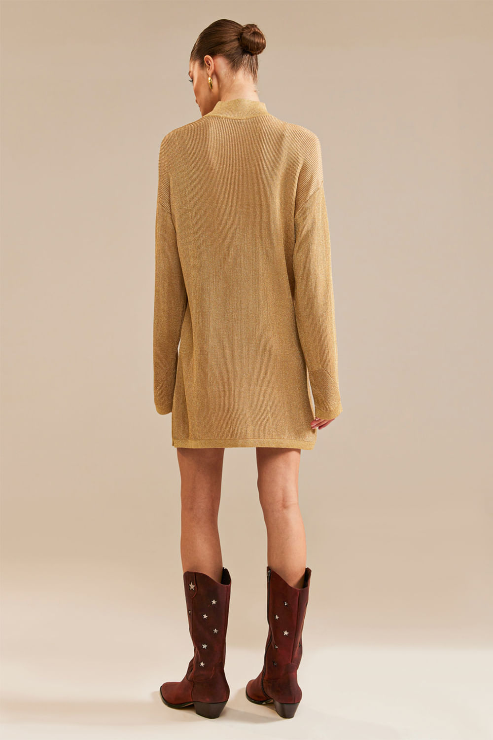 Vestido Tricot Lana Dourado