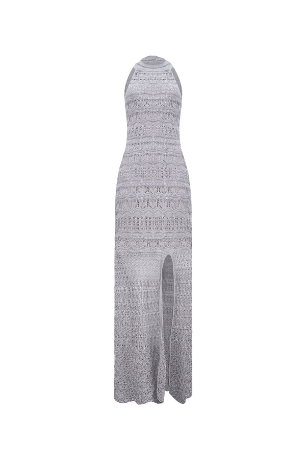 Vestido Tricot Longo Gloria Prata