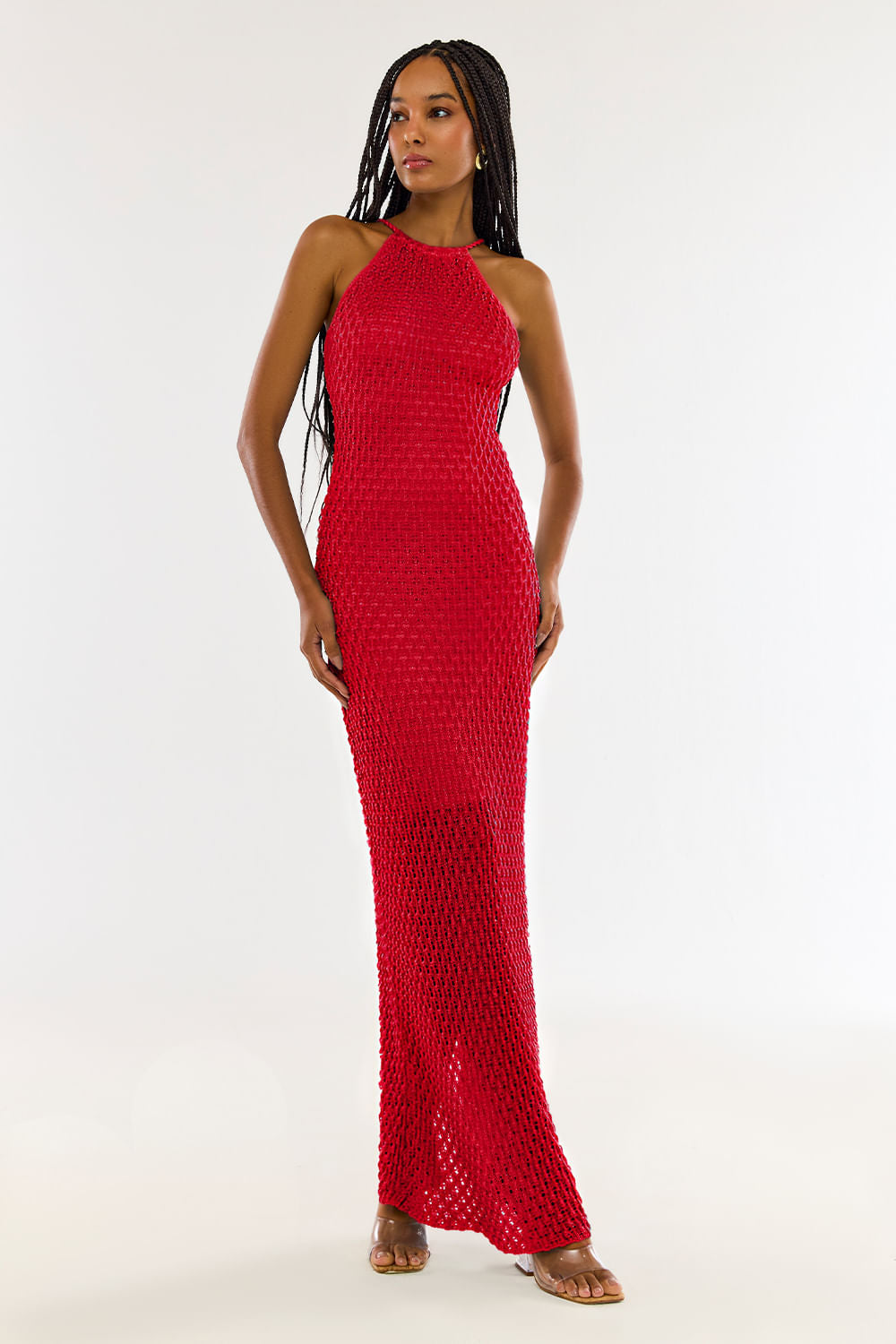 Vestido Tricot Longo Renata Vermelho