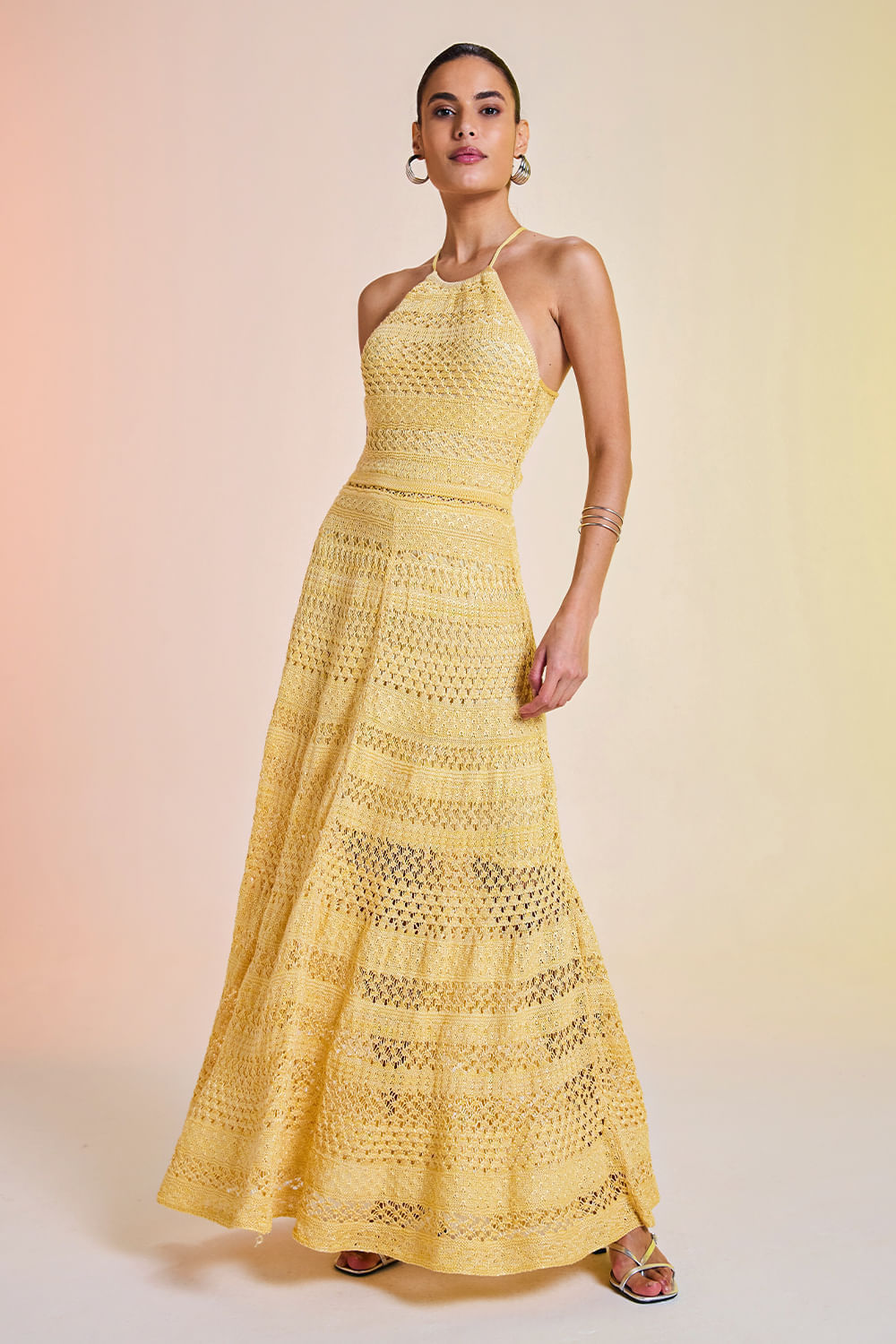 Vestido Tricot Midi Luma Amarelo