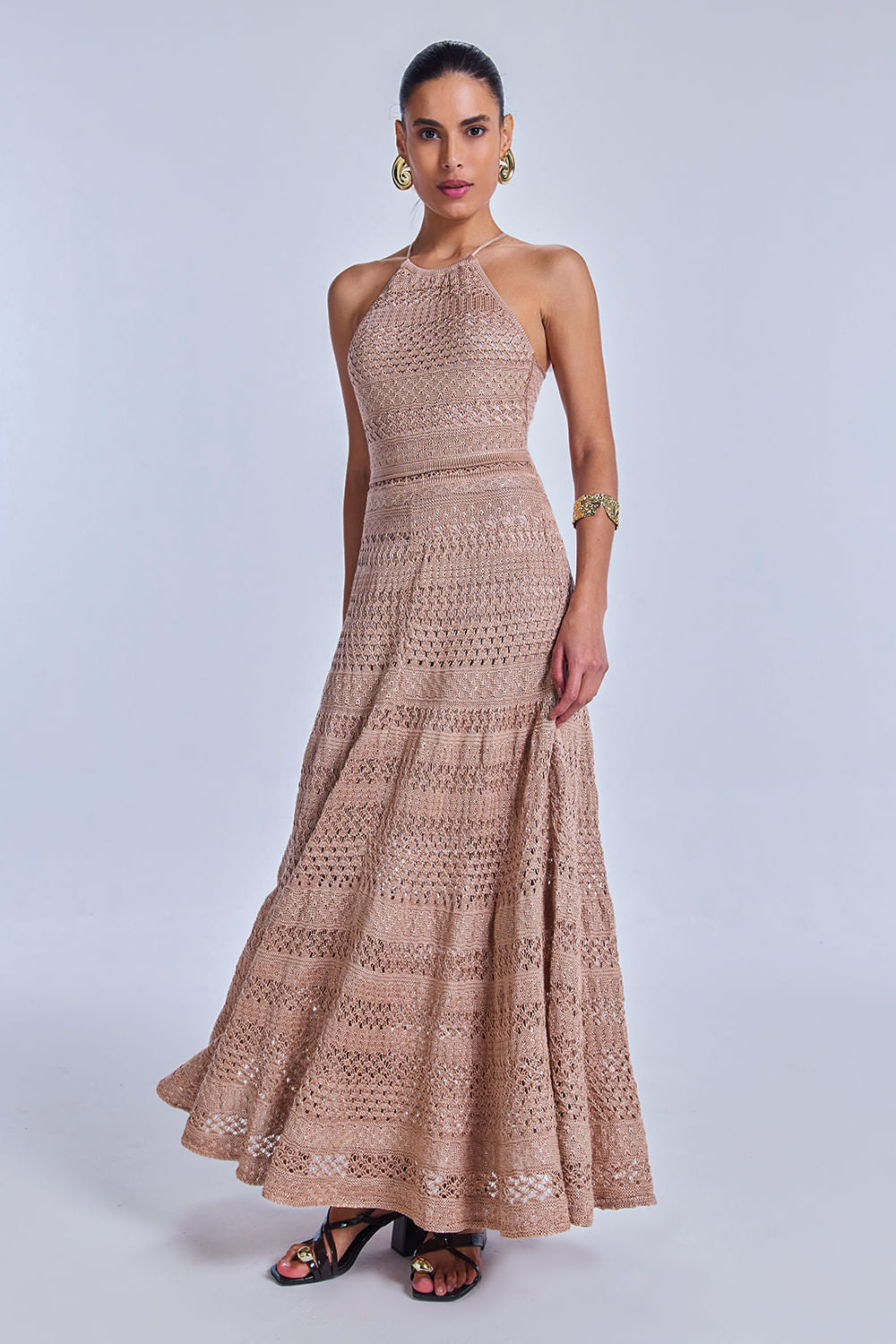 Vestido Tricot Midi Luma Champagne