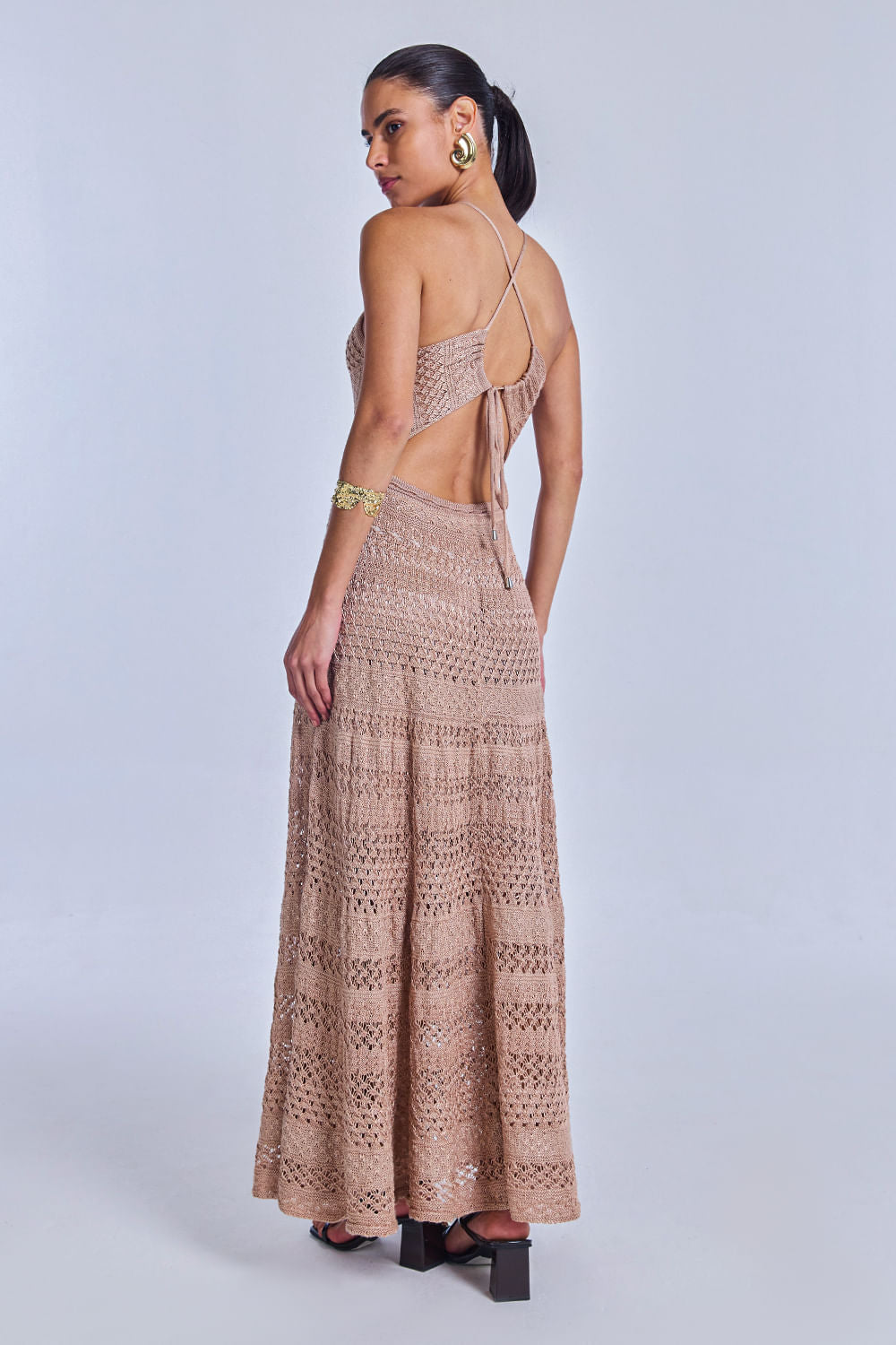 Vestido Tricot Midi Luma Champagne