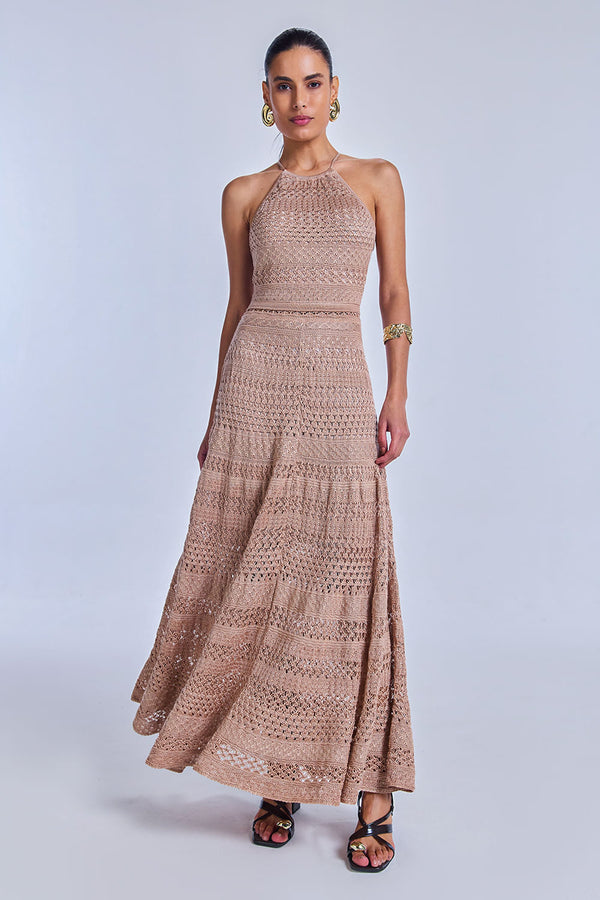 Vestido Tricot Midi Luma Champagne