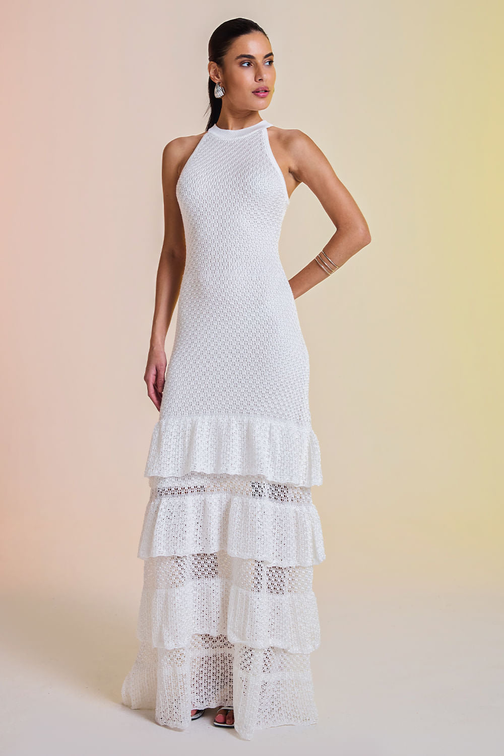Vestido Tricot Midi Manuela Off White