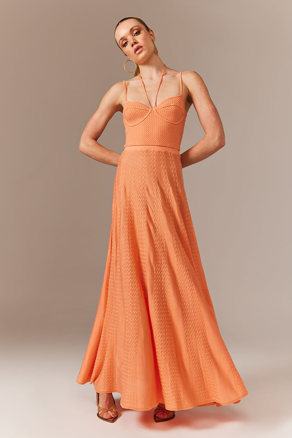 Vestido Tricot Midi Amanda Laranja Turmeric