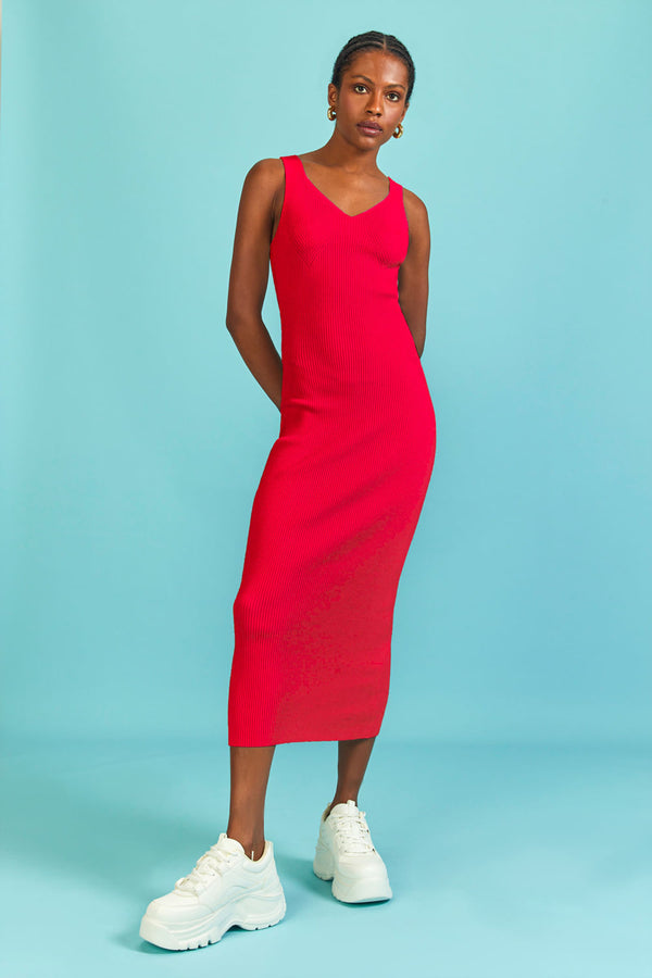 Vestido Tricot Midi Anelise Vermelho Cherry