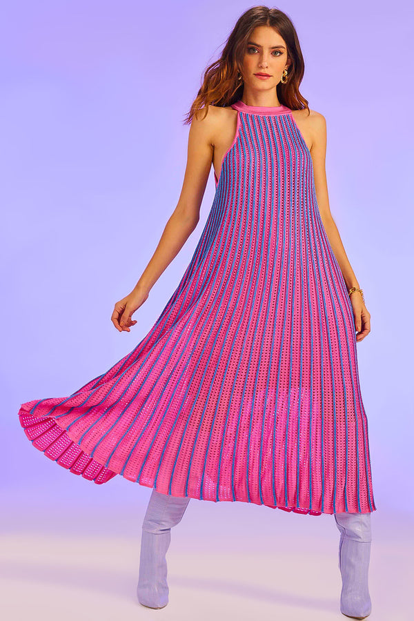 Vestido Tricot Midi Chelsea Rosa Penélope