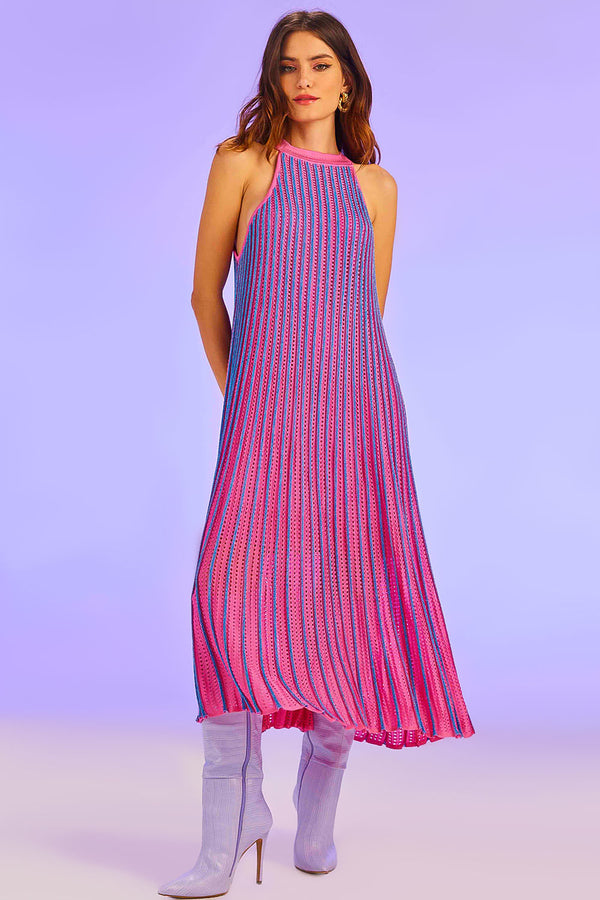 Vestido Tricot Midi Chelsea Rosa Penélope