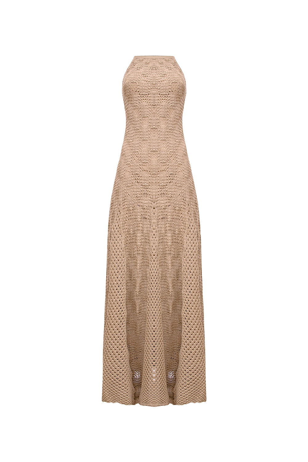 Vestido Tricot Longo Gabriele Bege Caqui
