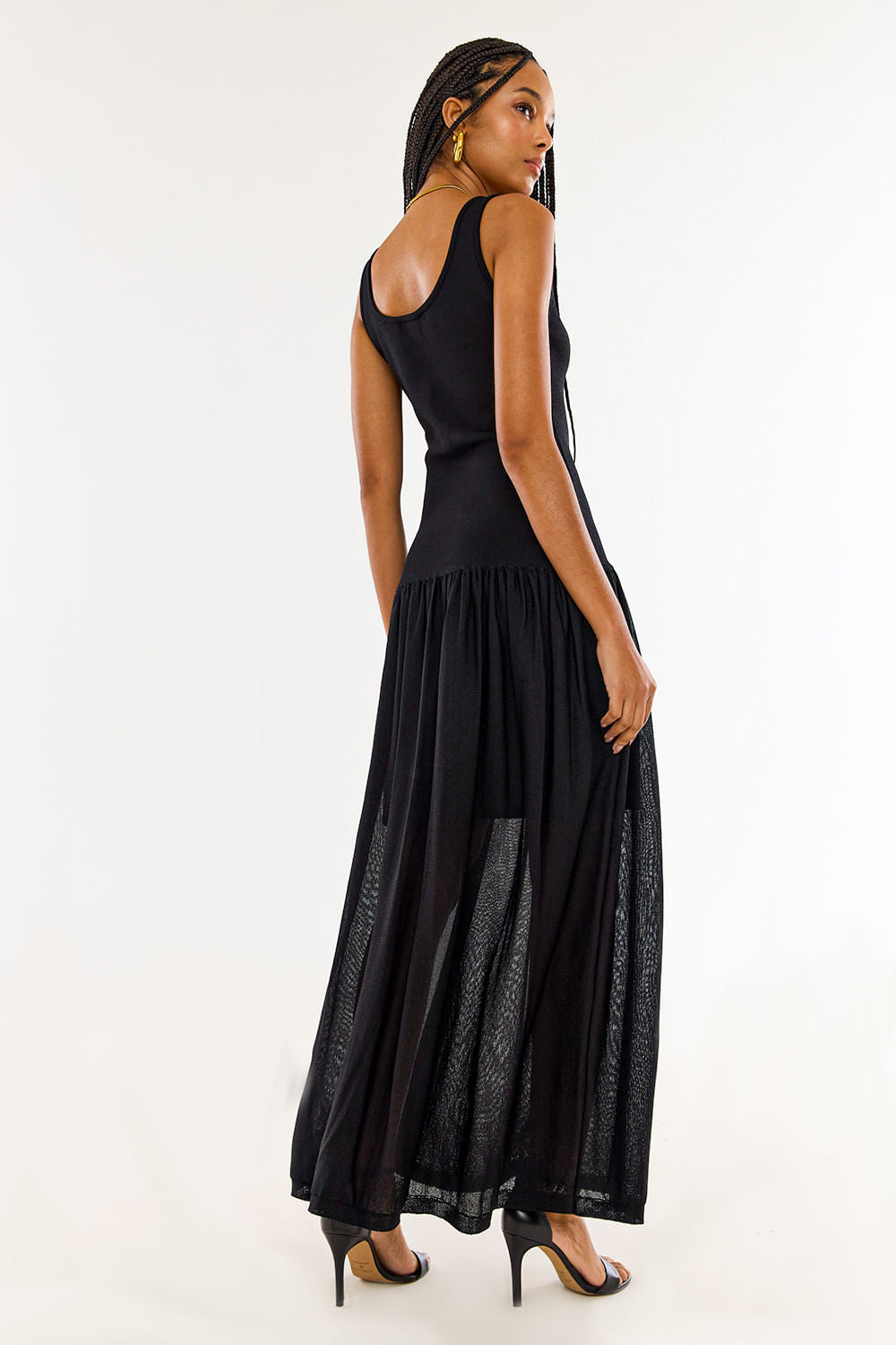 Vestido Tricot Midi Laila Preto