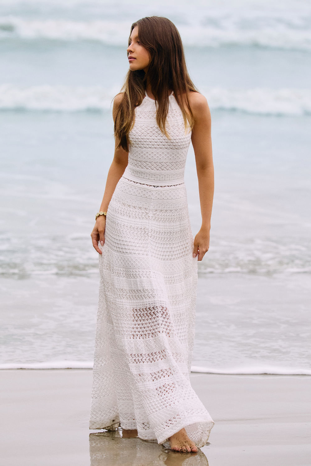 Vestido Tricot Midi Luma Off White