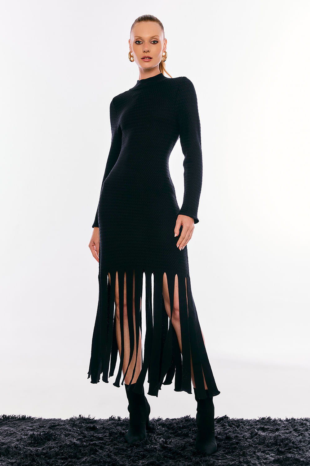 Vestido Tricot Midi Malena Preto