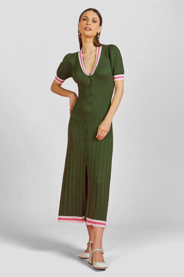 Vestido Tricot Midi Marcela Verde Leaf