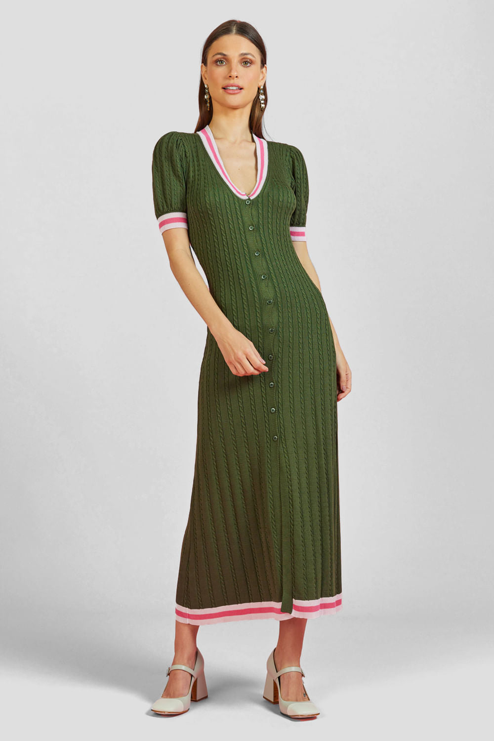 Vestido Tricot Midi Marcela Verde Leaf