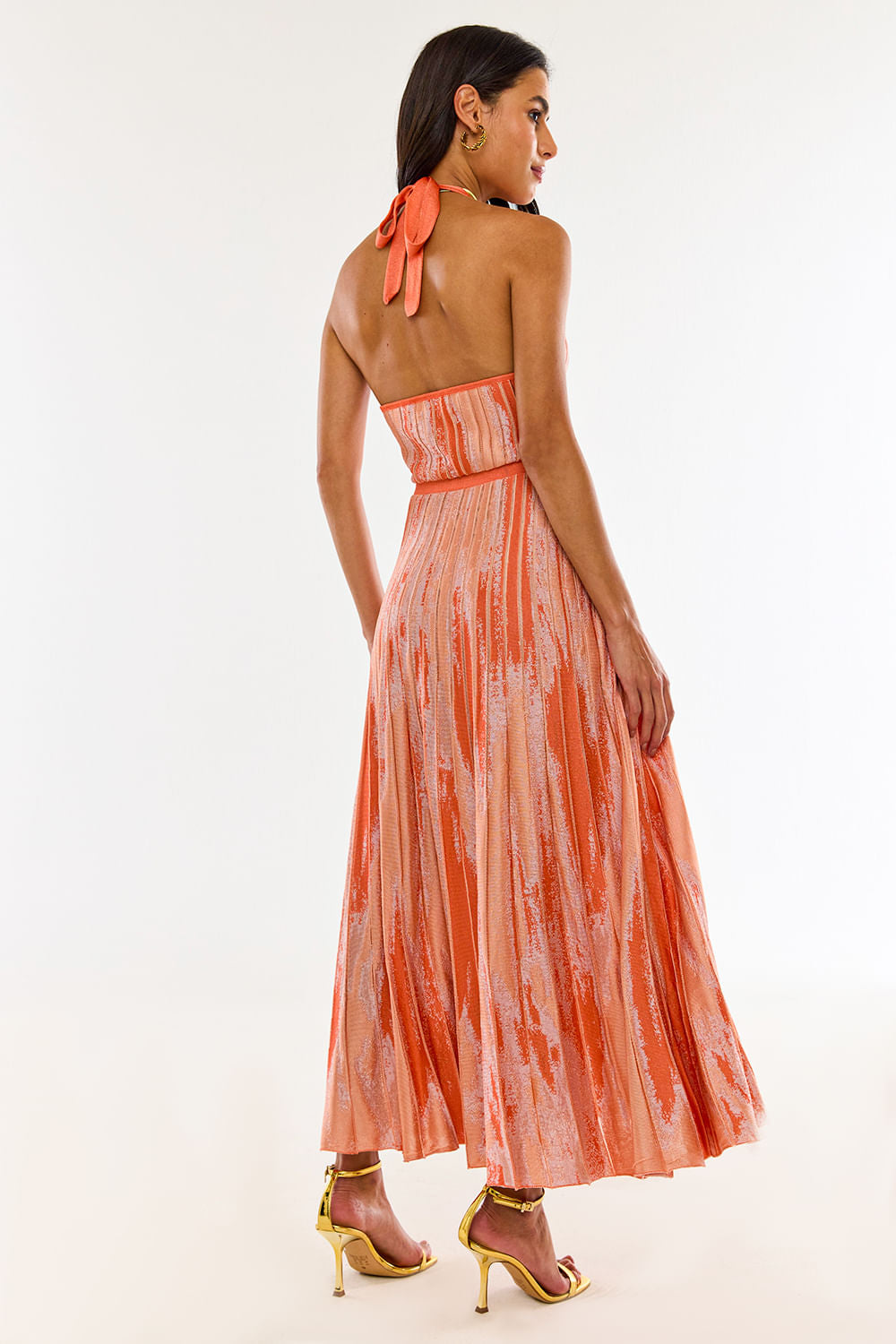 Vestido Tricot Midi Milly Sunset Coral