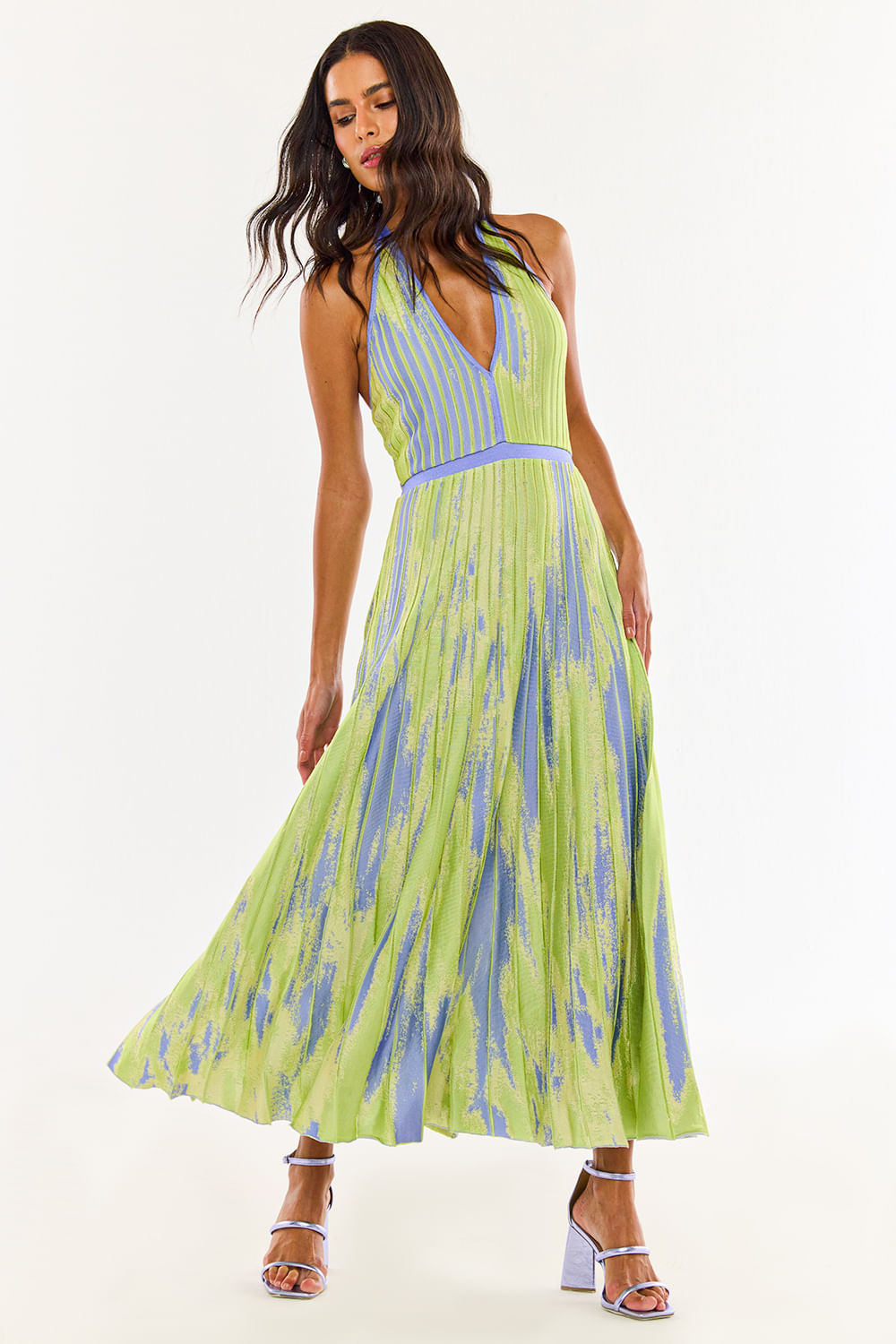 Vestido Tricot Midi Milly Lima e Lilás