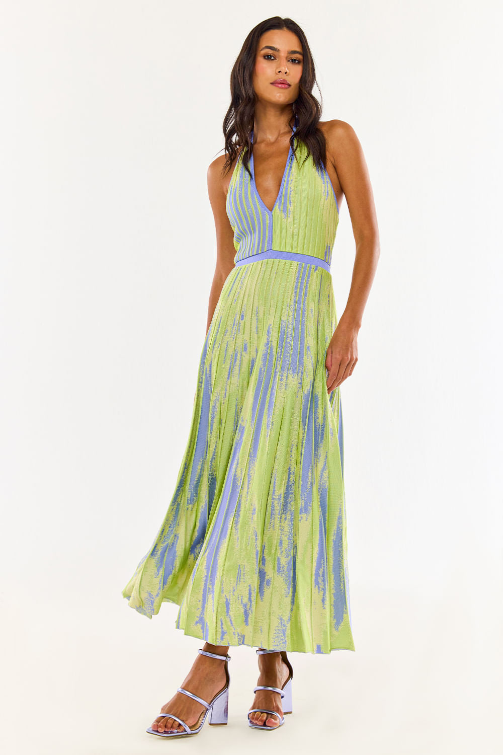 Vestido Tricot Midi Milly Lima e Lilás