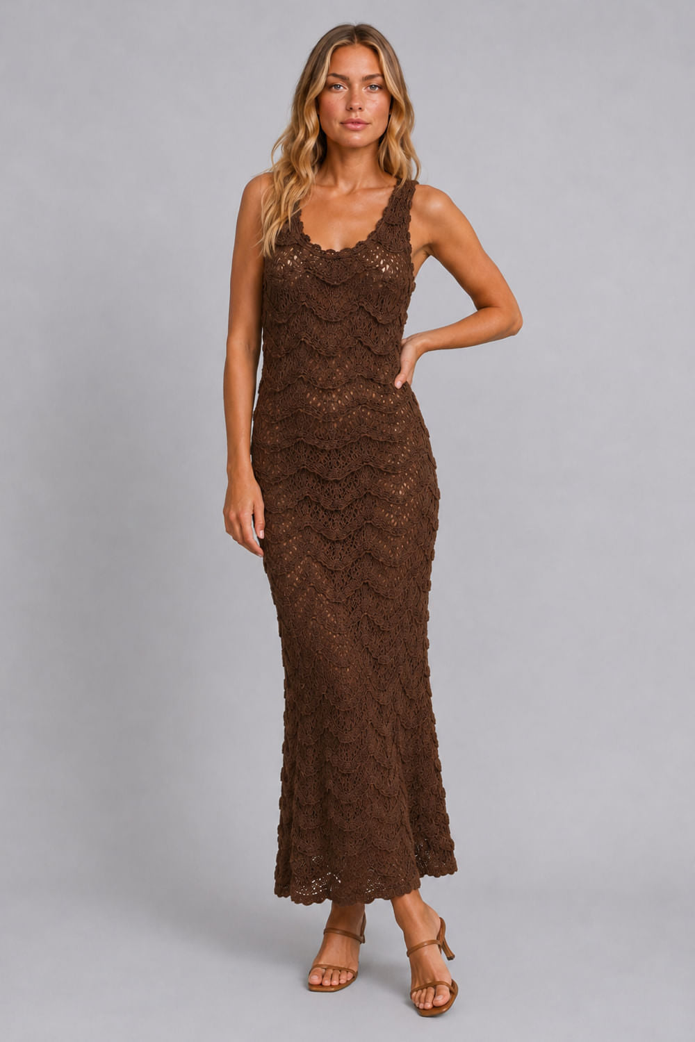 Vestido Tricot Midi New Gisele Marrom