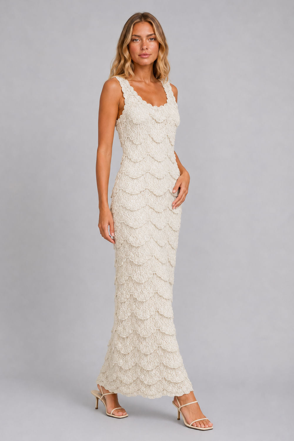 Vestido Tricot Midi New Gisele Off White