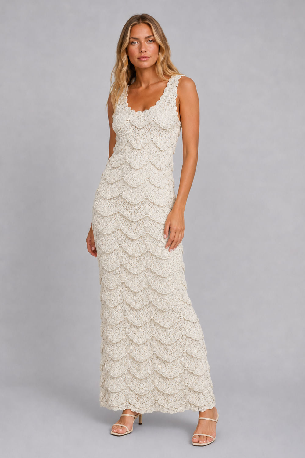 Vestido Tricot Midi New Gisele Off White