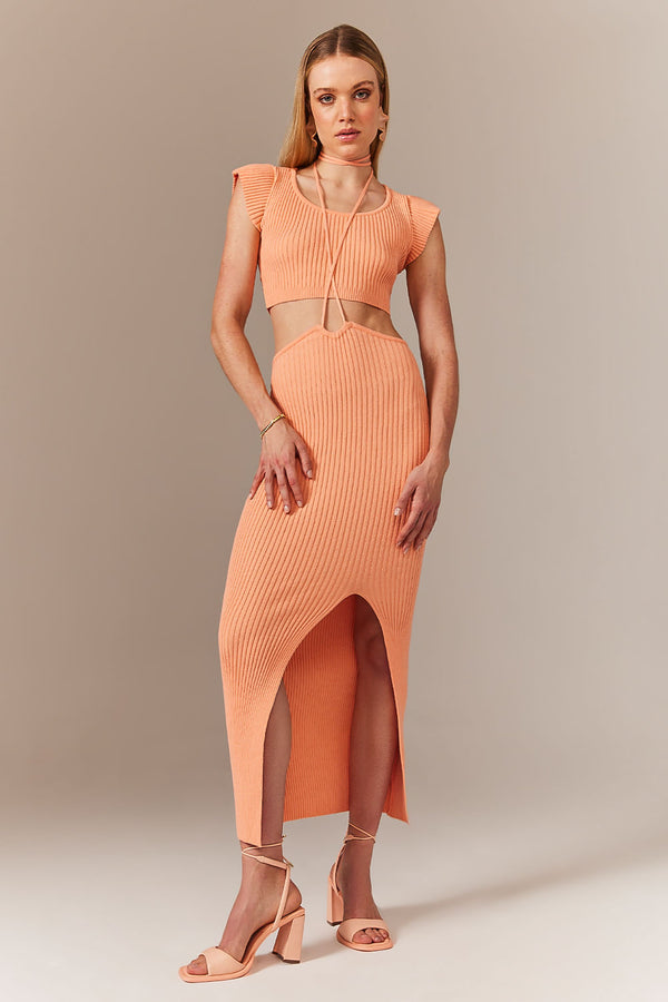 Vestido Tricot Midi Paola Peach