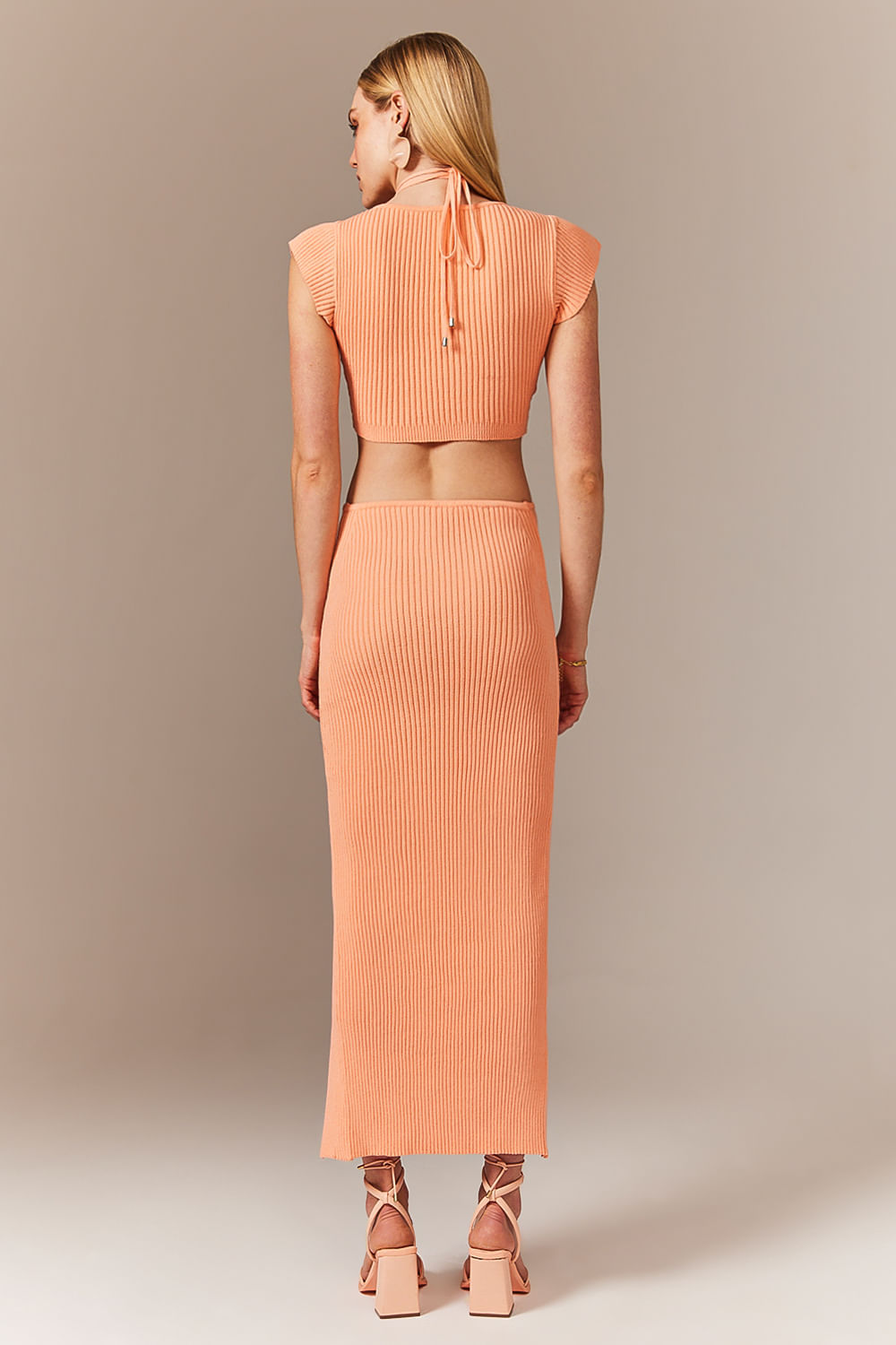 Vestido Tricot Midi Paola Peach