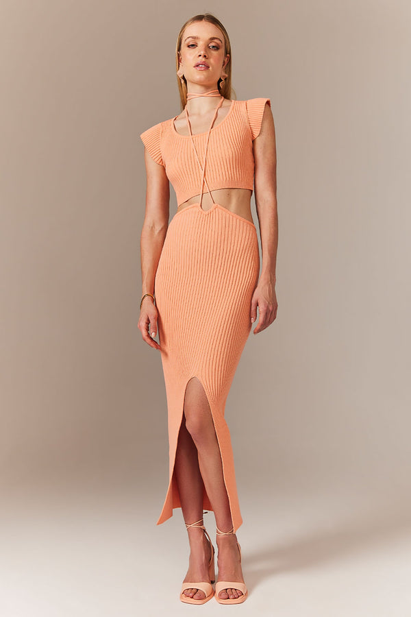 Vestido Tricot Midi Paola Peach