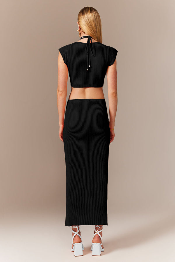 Vestido Tricot Midi Paola Preto