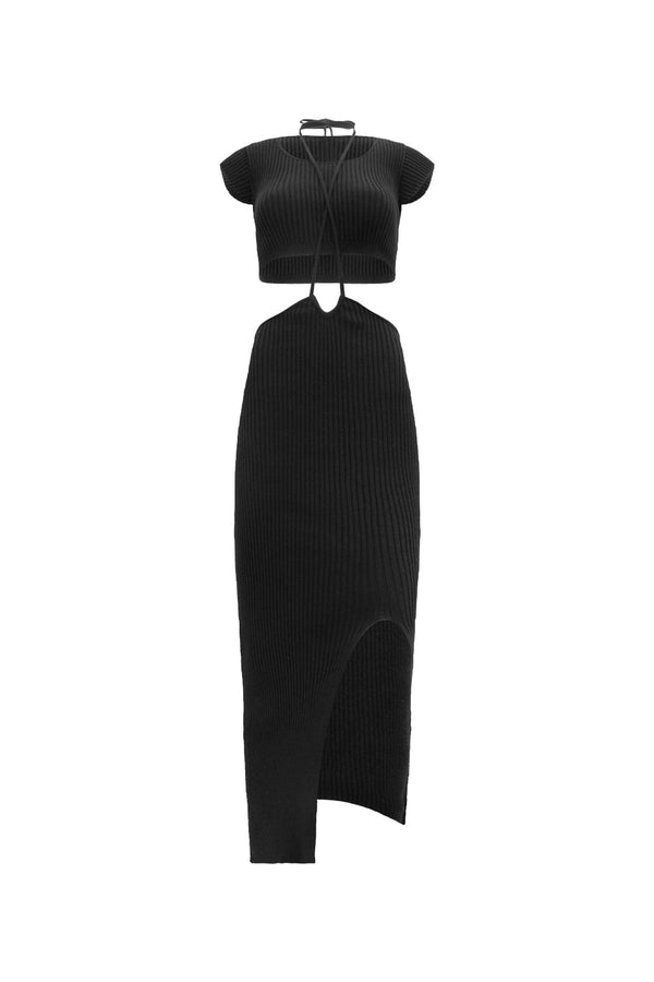 Vestido Tricot Midi Paola Preto