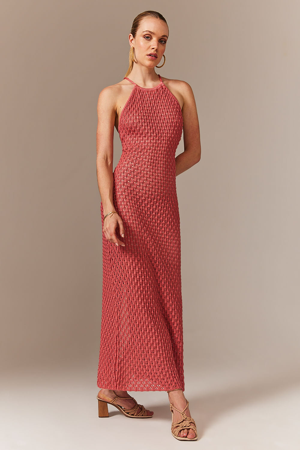 Vestido Tricot Midi Renata Vermelho Gérbera