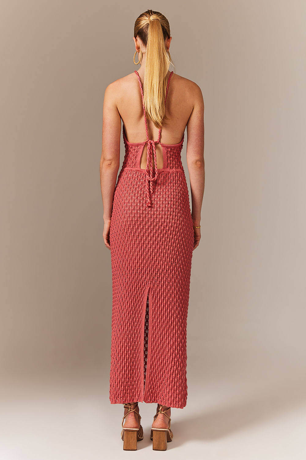 Vestido Tricot Midi Renata Vermelho Gérbera