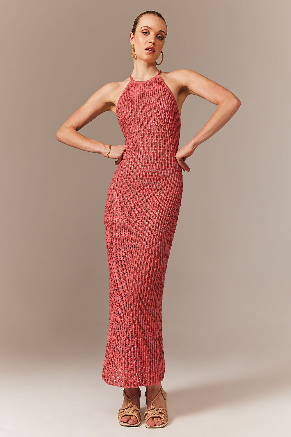 Vestido Tricot Midi Renata Vermelho Gérbera