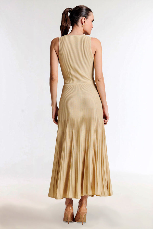 Vestido Tricot Midi Clarice Bege Macadâmia