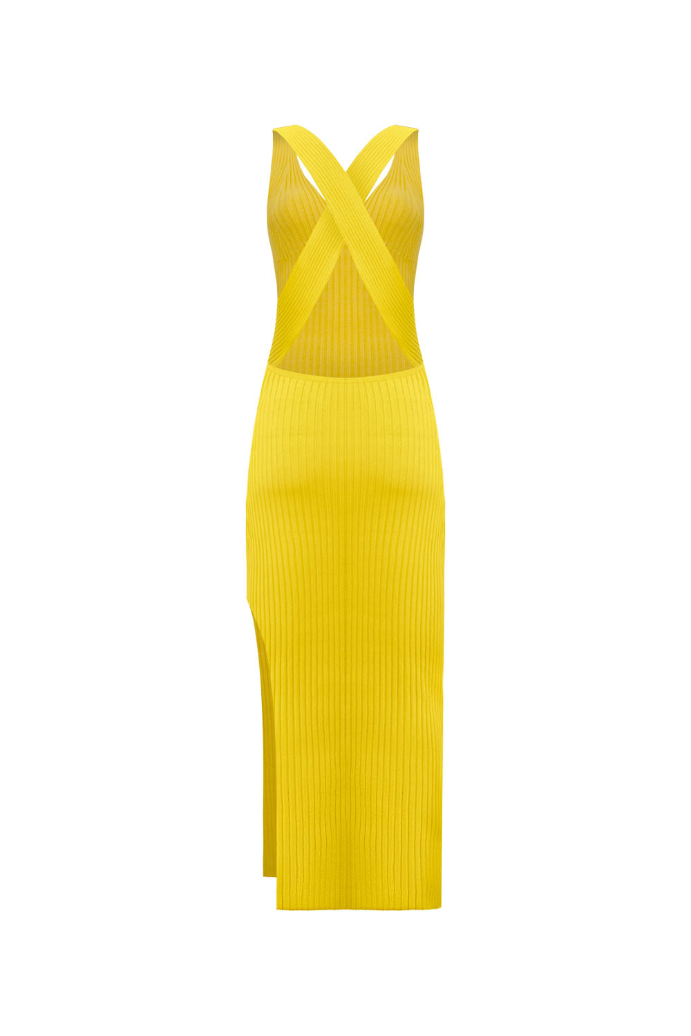 Vestido Tricot Midi Missy Amarelo Solar