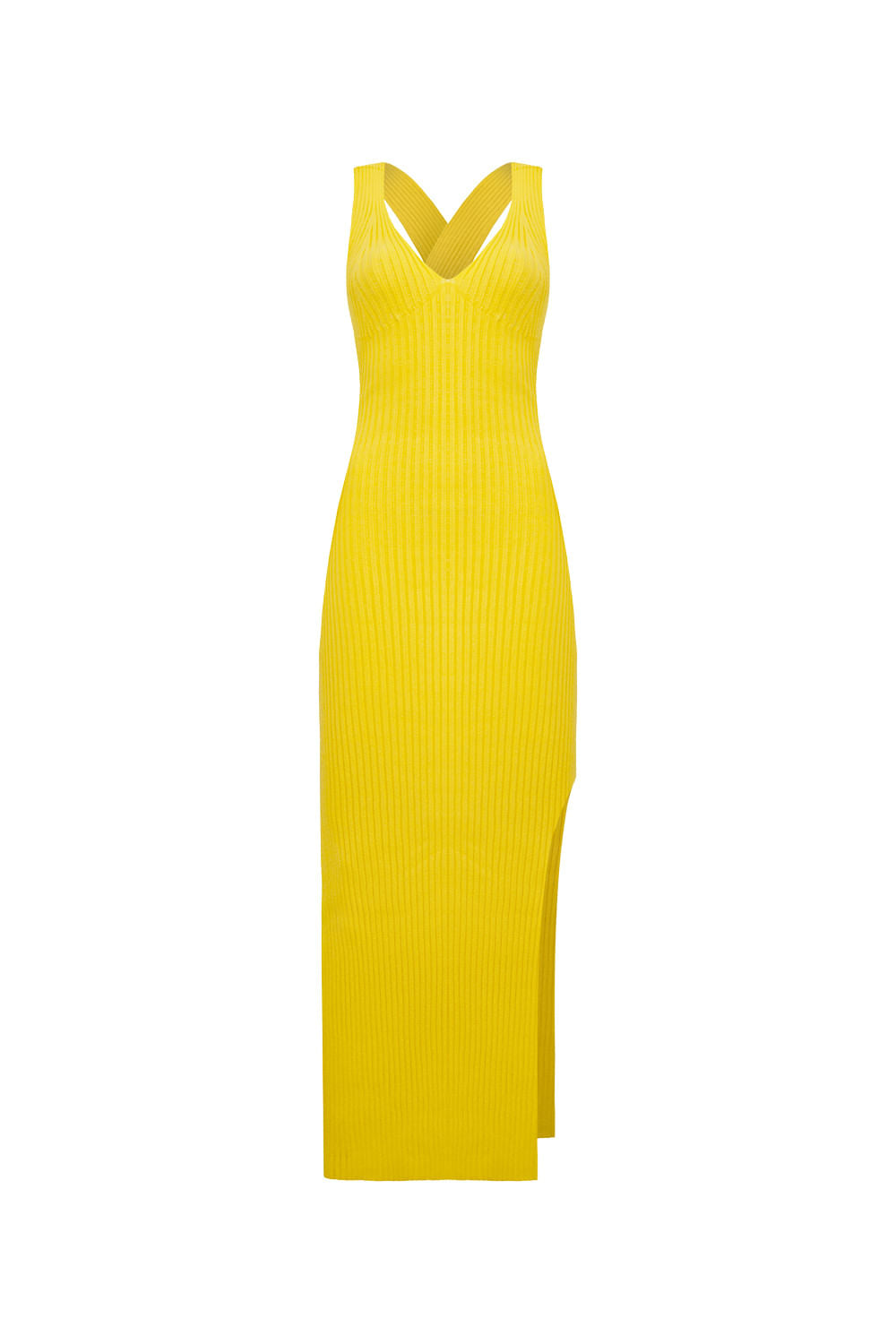 Vestido Tricot Midi Missy Amarelo Solar