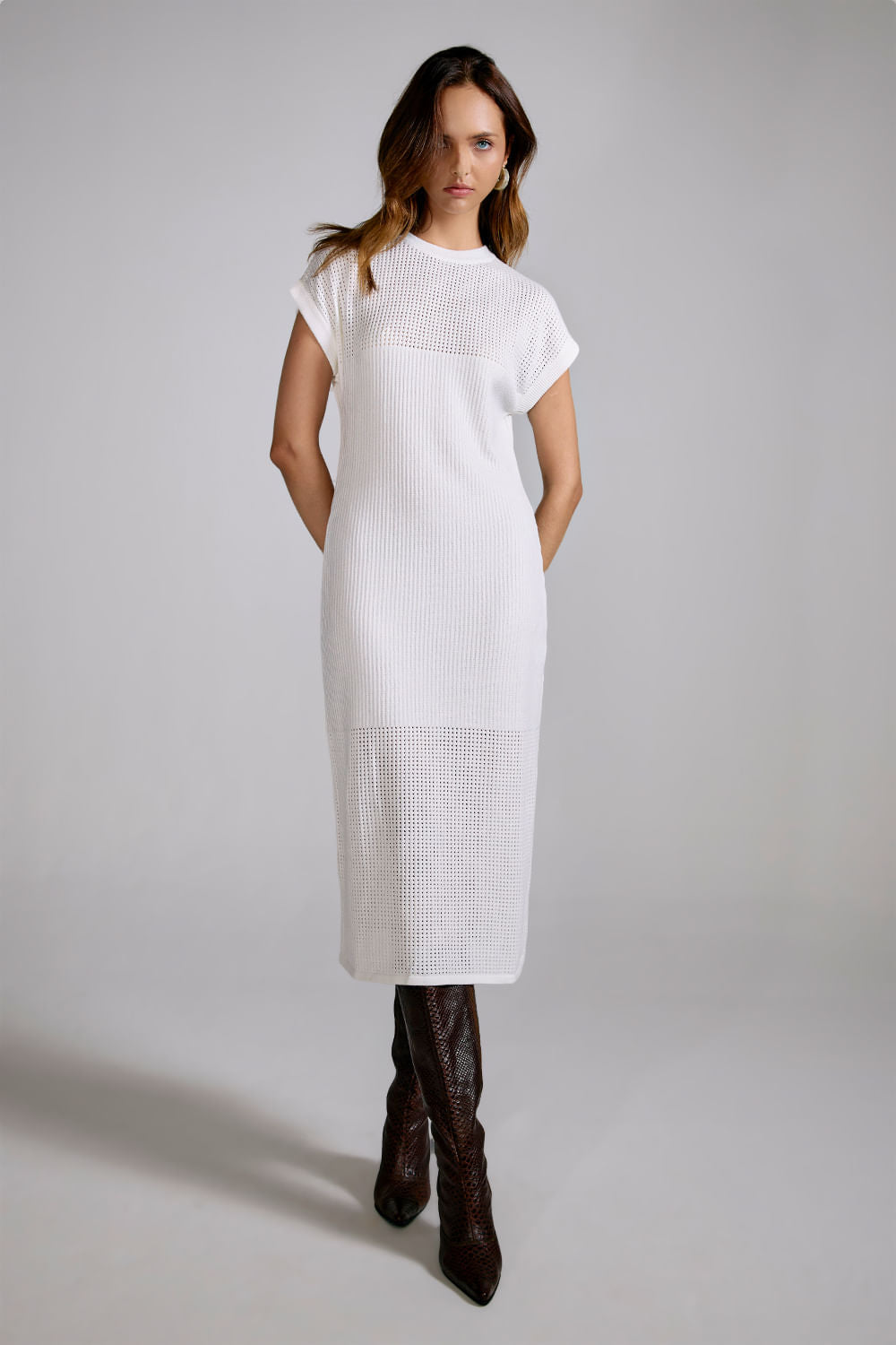 Vestido Tricot Midi Nara Off White