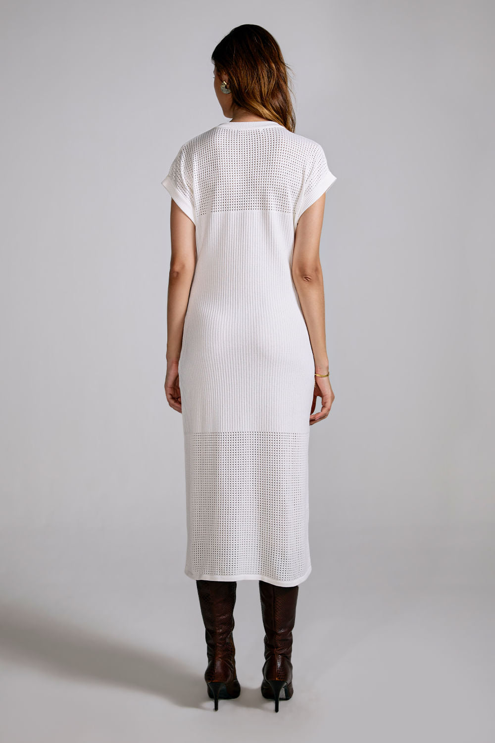Vestido Tricot Midi Nara Off White