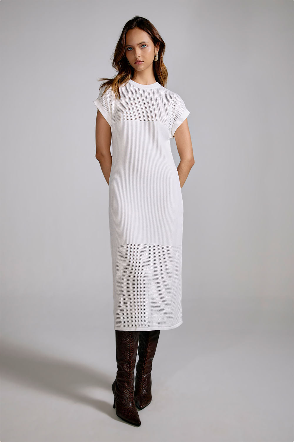 Vestido Tricot Midi Nara Off White