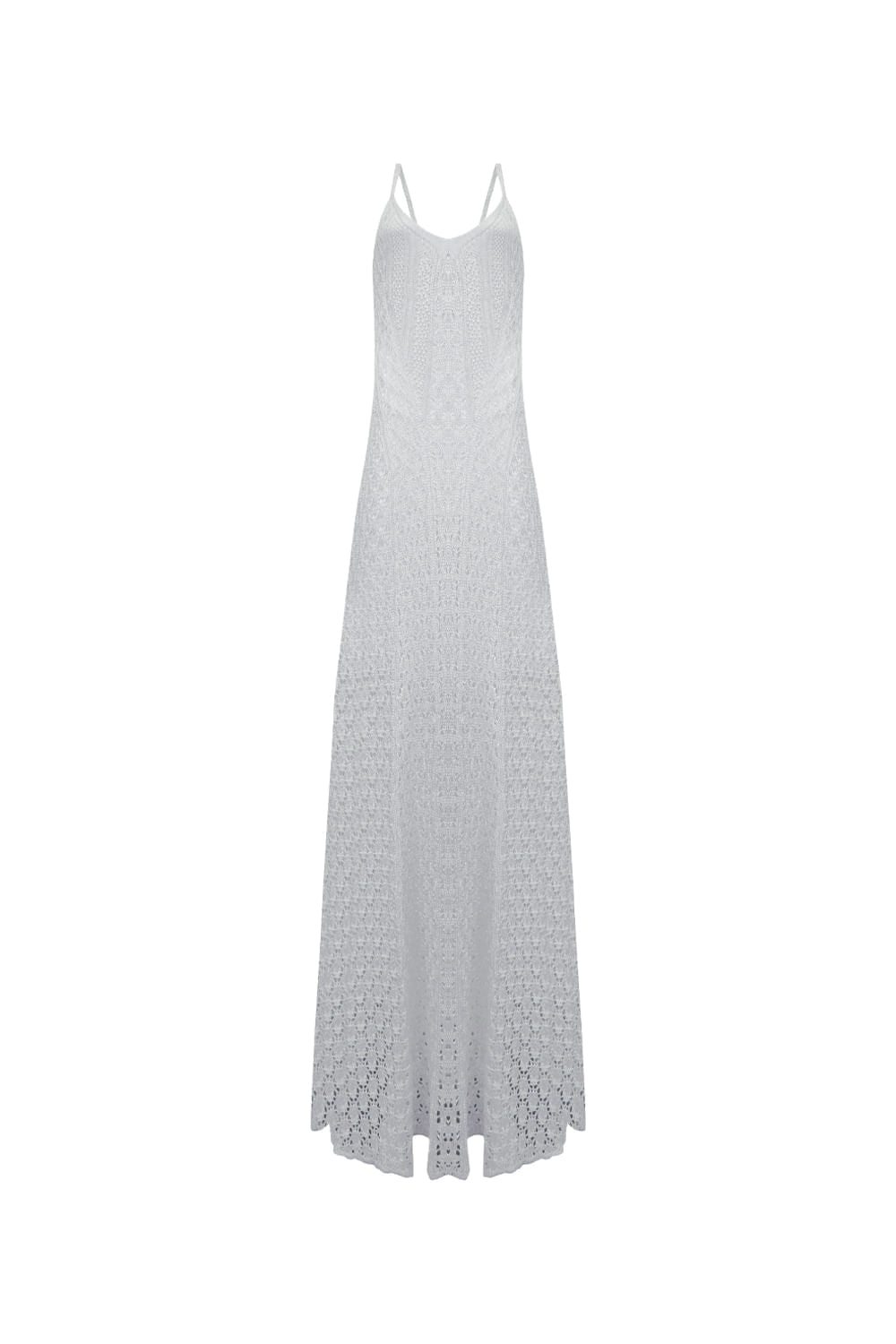 Vestido Tricot Longo Rafaela Off White e Prata