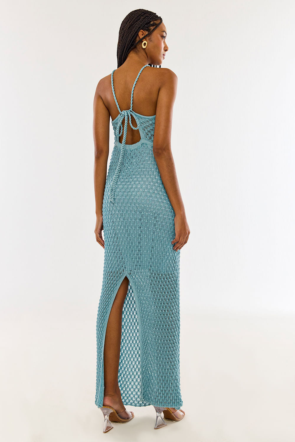 Vestido Tricot Longo Renata Azul Sonho