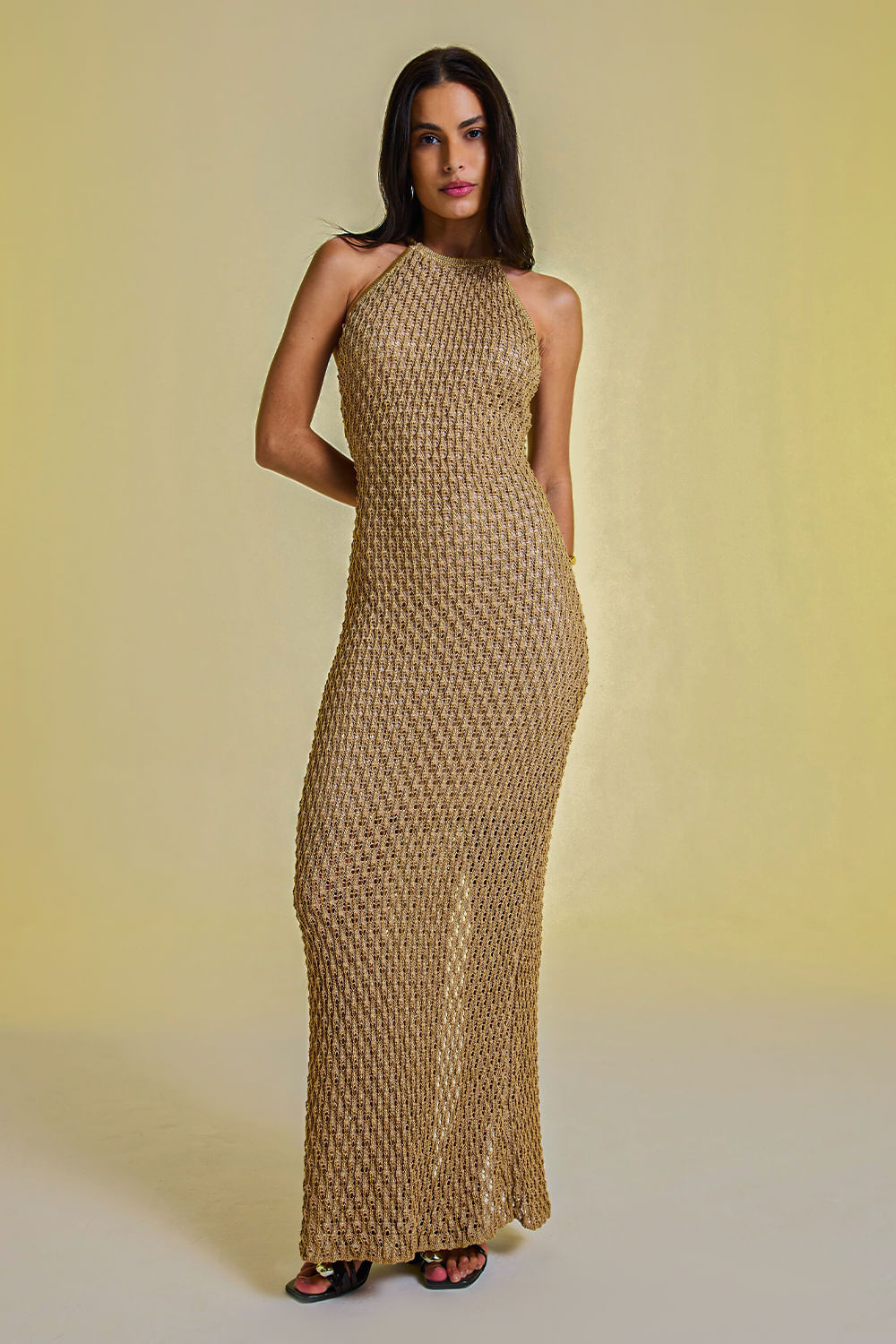 Vestido Tricot Longo Renata Dourado