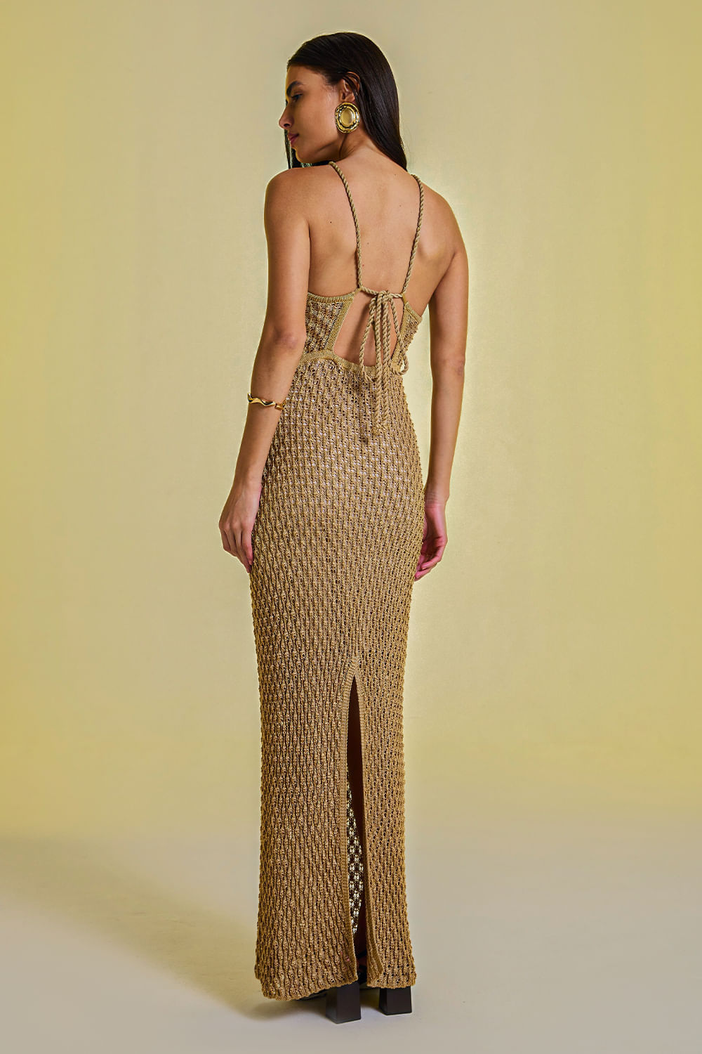 Vestido Tricot Longo Renata Dourado