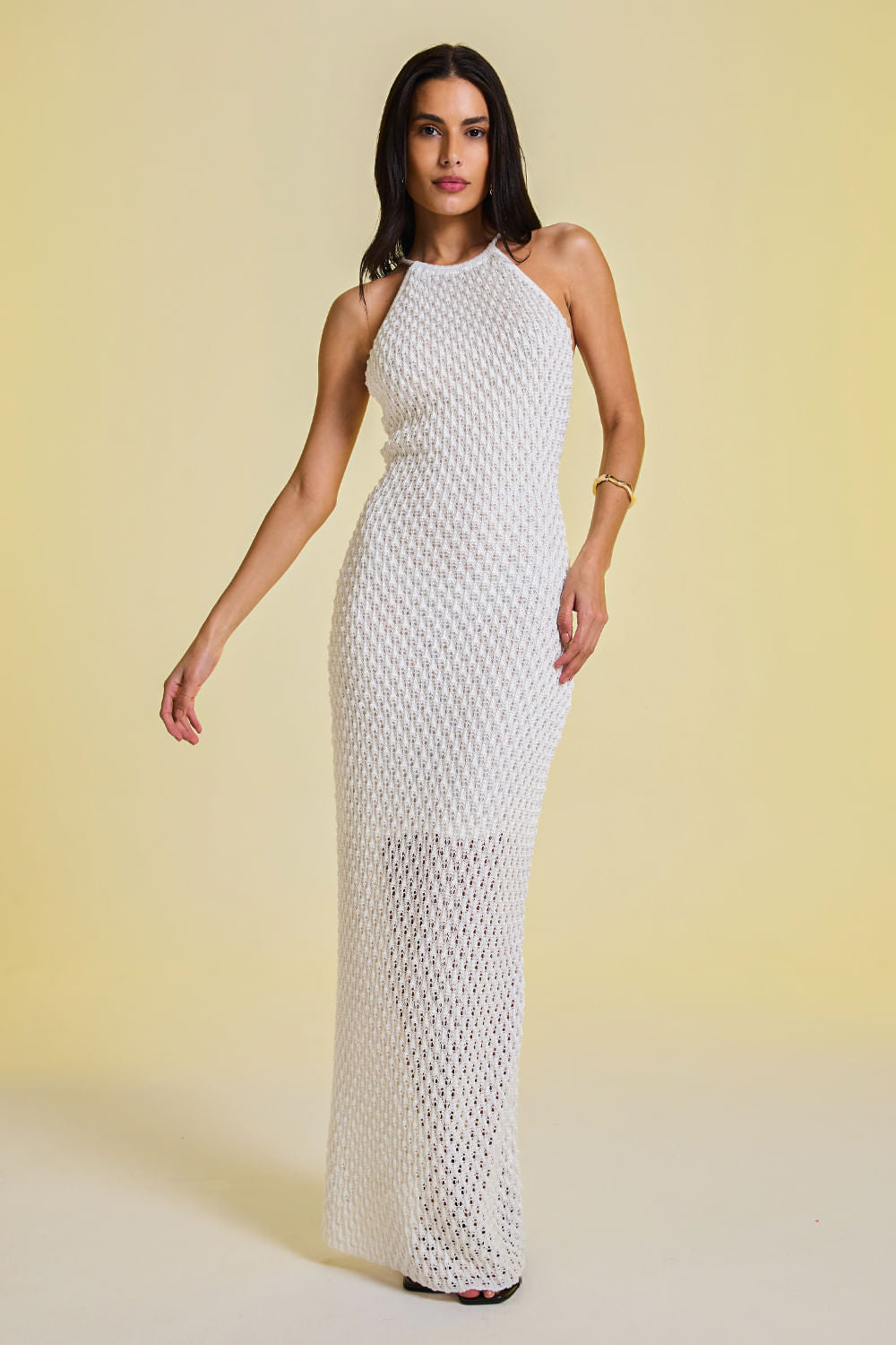 Vestido Tricot Longo Renata Off White