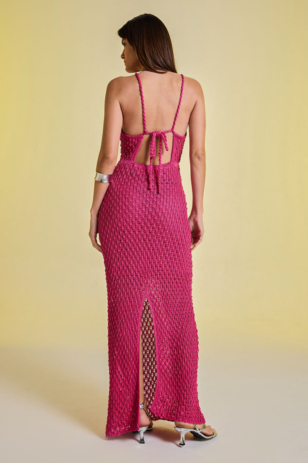 Vestido Tricot Longo Renata Rosa Forte