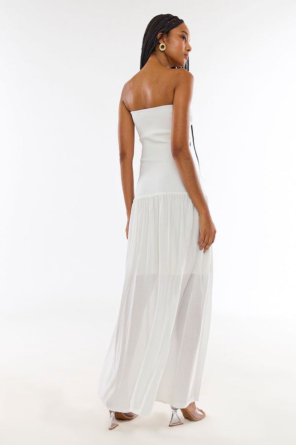 Vestido Tricot Longo Violet Off White
