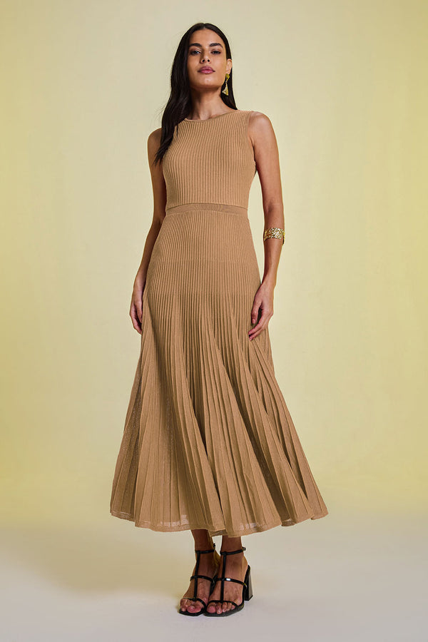 Vestido Tricot Midi Clarice Dourado