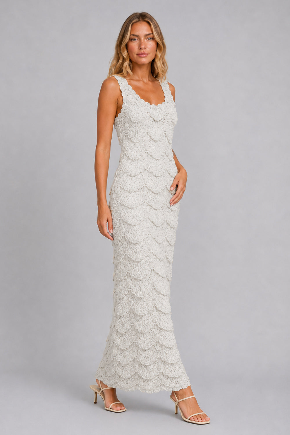 Vestido Tricot Midi New Gisele Off White